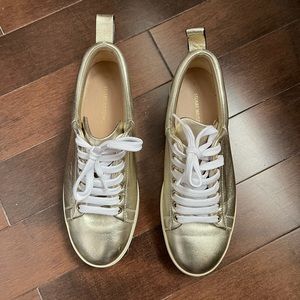 Stuart Weitzman Gold Leather Sneakers